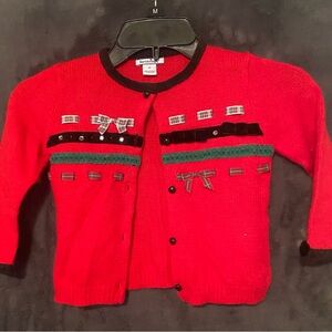 Hartstrings Girl’s Size 3T Red, Black, Green, and White Christmas Sweater